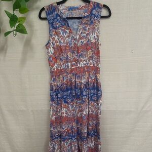 J. McLaughlin Red and Blue Floral Maxi Dress